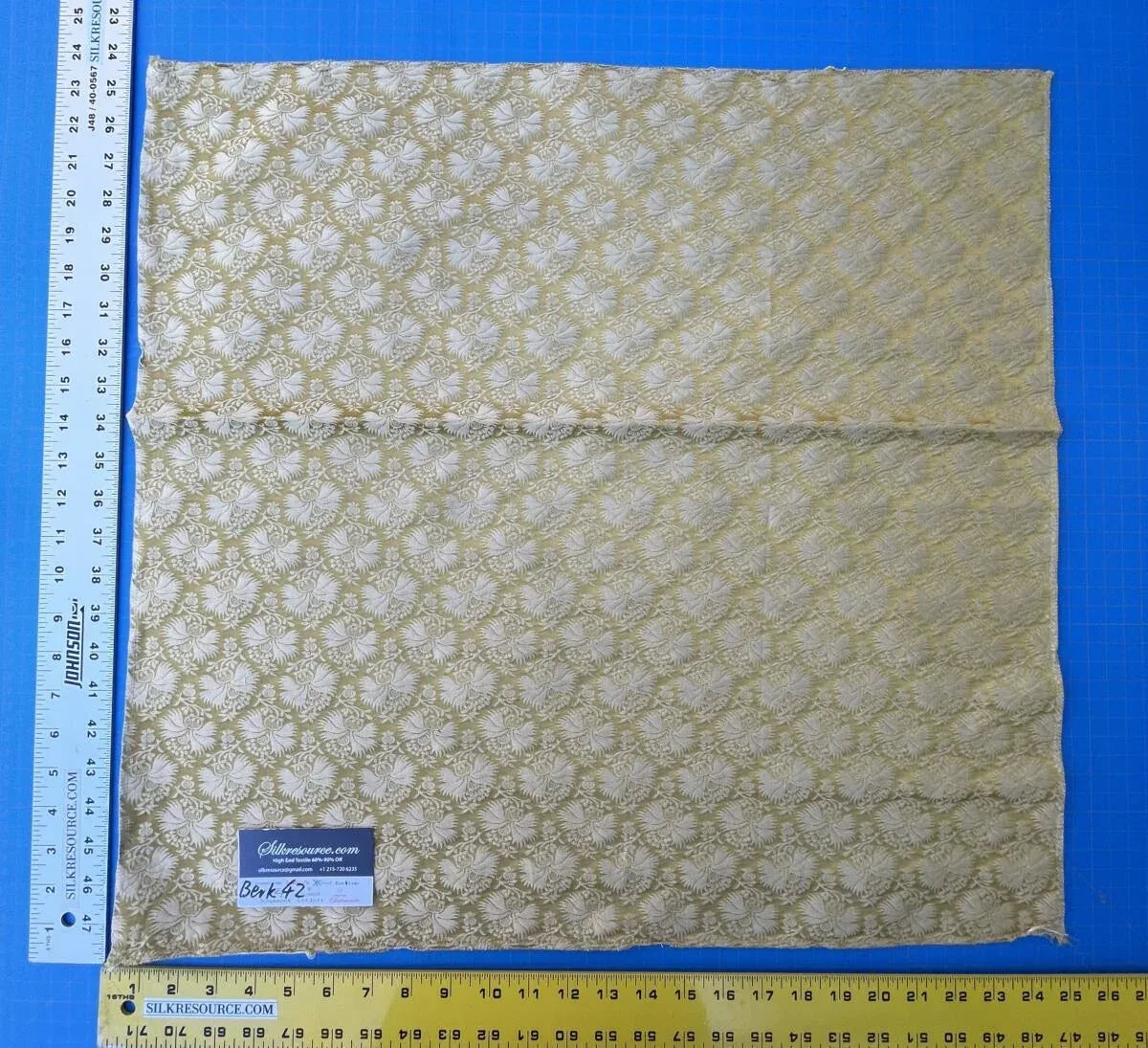 42 Berkbox42 Scalamandre Squares 27x27" Gold Silk Damask Reversible, Floral Historical Tassinari & Chatel