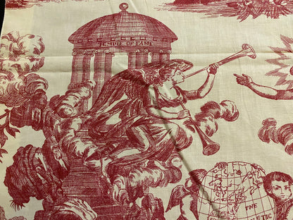 14 Berkbox56 2 yards 31.5" wide Scalamandre Red Beige TOILE Independence War Washington PrintPrint