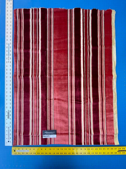 43 Berkbox42 Scalamandre Squares 27x37" Aragona Burgundy Red Pink And White Cut Velvet Stripe