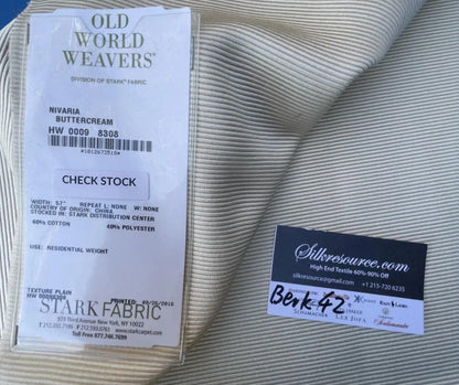 51 Berkbox42 Scalamandre Squares 27x27" "nivaria" Buttercream, Cotton Blend, Textured Stripe