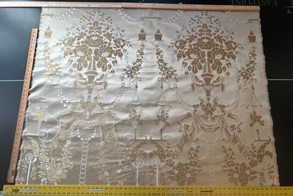 1.2 yards Scalamandre Neoclassical Meuse Ornamental Wheat & Cream Silk Pearl Peacock MSRP USD 1436