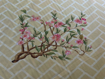 Clarence House la Belle Saison Print Cotton Yellow Mustard Botany Lotus Jasmine Iris Peony Lily Kazumi Asian Botanic Study 30 Screens! - By Vertical Repeats