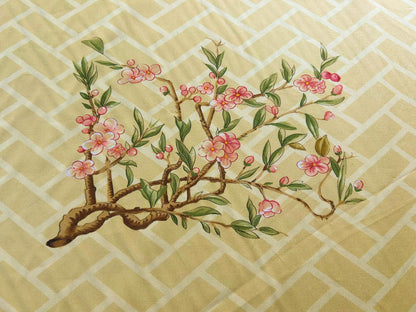 Clarence House la Belle Saison Print Cotton Yellow Mustard Botany Lotus Jasmine Iris Peony Lily Kazumi Asian Botanic Study 30 Screens! - By Vertical Repeats