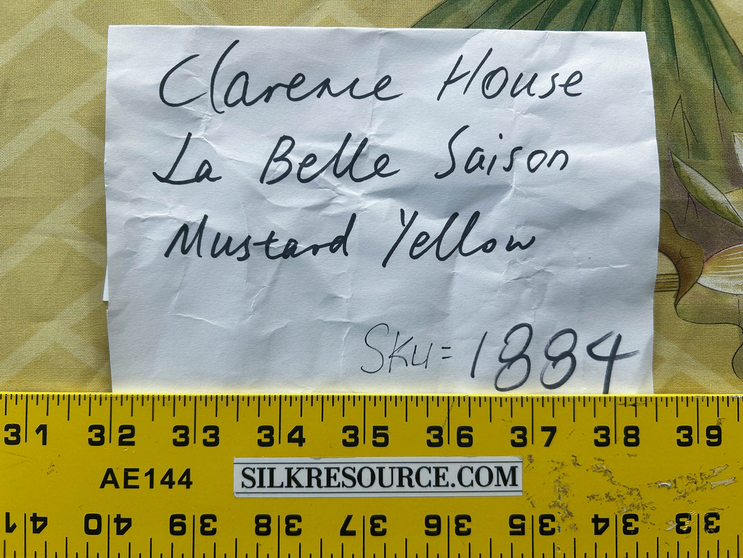 Clarence House la Belle Saison Print Cotton Yellow Mustard Botany Lotus Jasmine Iris Peony Lily Kazumi Asian Botanic Study 30 Screens! - By Vertical Repeats