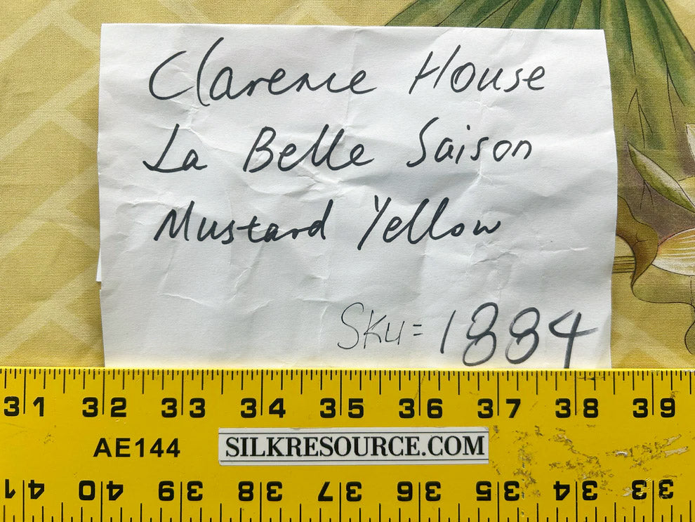 Clarence House la Belle Saison Print Cotton Yellow Mustard Botany Lotus Jasmine Iris Peony Lily Kazumi Asian Botanic Study 30 Screens! - By Vertical Repeats