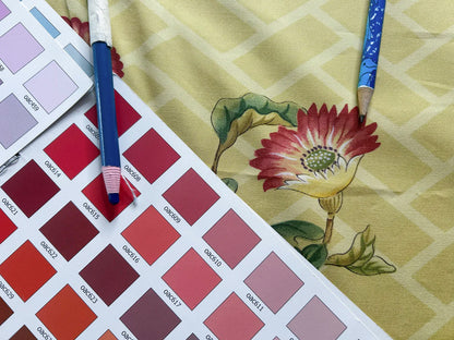 Clarence House la Belle Saison Print Cotton Yellow Mustard Botany Lotus Jasmine Iris Peony Lily Kazumi Asian Botanic Study 30 Screens! - By Vertical Repeats