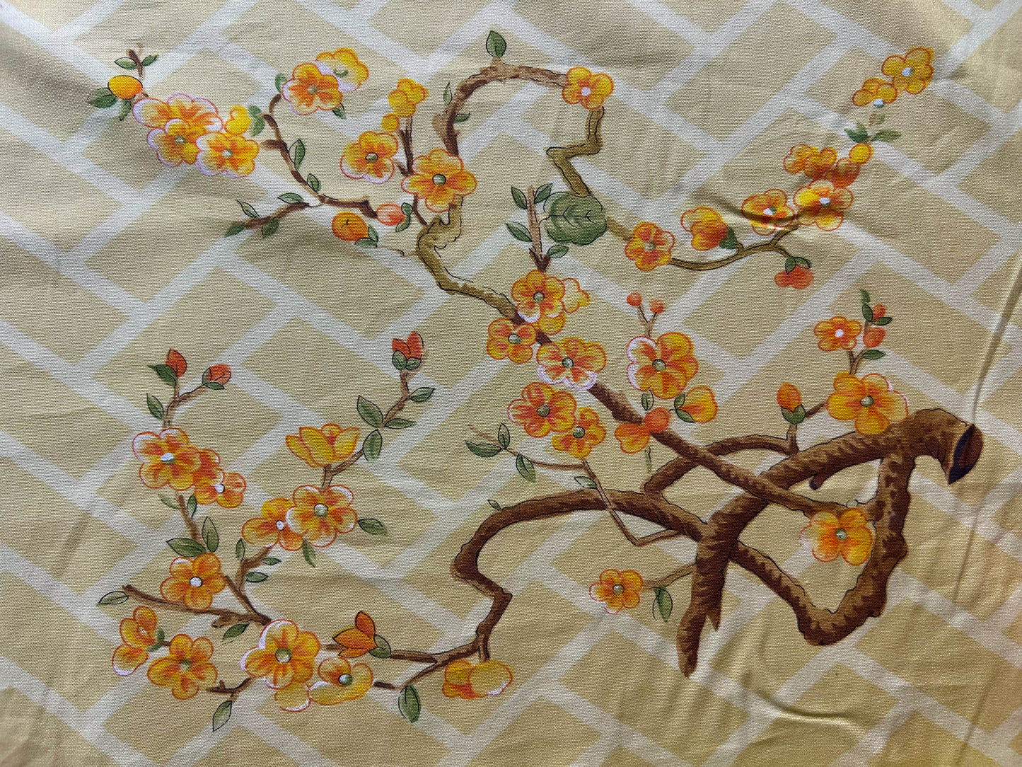 Clarence House la Belle Saison Print Cotton Yellow Mustard Botany Lotus Jasmine Iris Peony Lily Kazumi Asian Botanic Study 30 Screens! - By Vertical Repeats