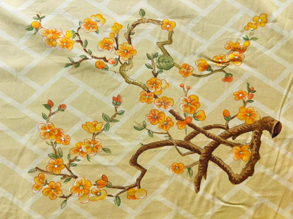 Clarence House la Belle Saison Print Cotton Yellow Mustard Botany Lotus Jasmine Iris Peony Lily Kazumi Asian Botanic Study 30 Screens! - By Vertical Repeats