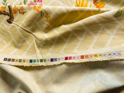Clarence House la Belle Saison Print Cotton Yellow Mustard Botany Lotus Jasmine Iris Peony Lily Kazumi Asian Botanic Study 30 Screens! - By Vertical Repeats