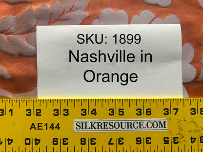 Scalamandre Nashville Orange Silk Damask Chinoiserie Peony Flower Basket Circa 1830  - By The Yard
