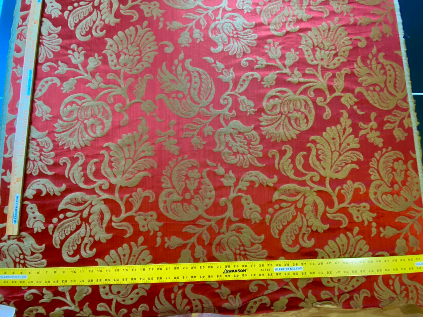 Scalamandre Ypres Lampas Damask Pom Renaissance Ruby Red Gold by MSRP 445/y