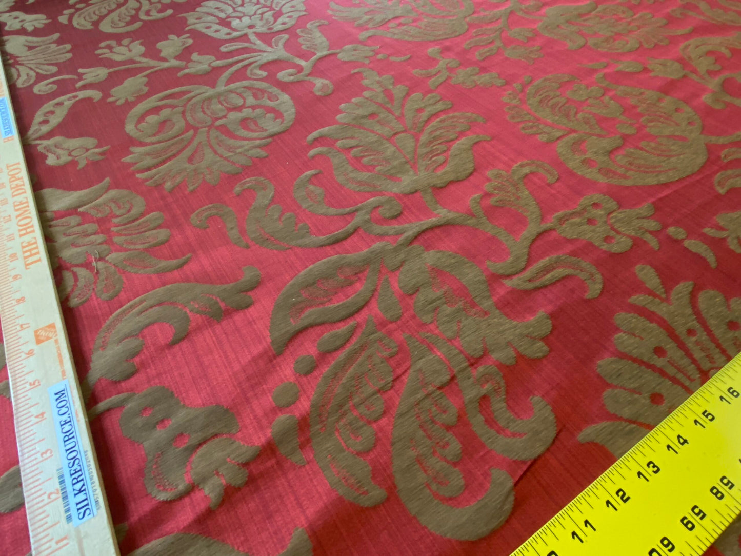 Scalamandre Ypres Lampas Damask Pom Renaissance Ruby Red Gold by MSRP 445/y