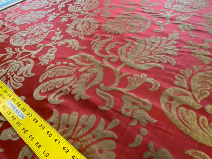 Scalamandre Ypres Lampas Damask Pom Renaissance Ruby Red Gold by MSRP 445/y