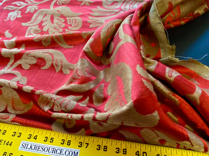 Scalamandre Ypres Lampas Damask Pom Renaissance Ruby Red Gold by MSRP 445/y