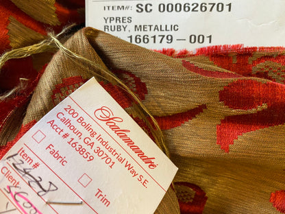 Scalamandre Ypres Lampas Damask Pom Renaissance Ruby Red Gold by MSRP 445/y