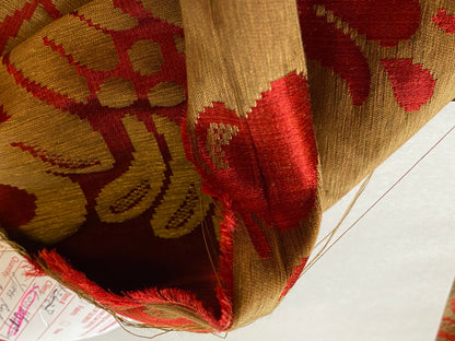 Scalamandre Ypres Lampas Damask Pom Renaissance Ruby Red Gold by MSRP 445/y