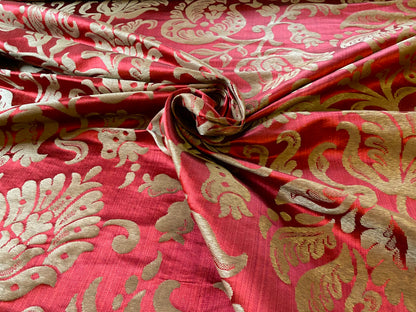 Scalamandre Ypres Lampas Damask Pom Renaissance Ruby Red Gold by MSRP 445/y