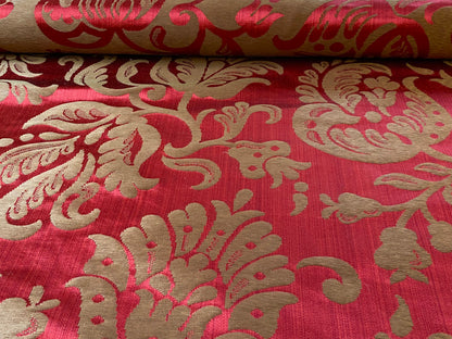 Scalamandre Ypres Lampas Damask Pom Renaissance Ruby Red Gold by MSRP 445/y
