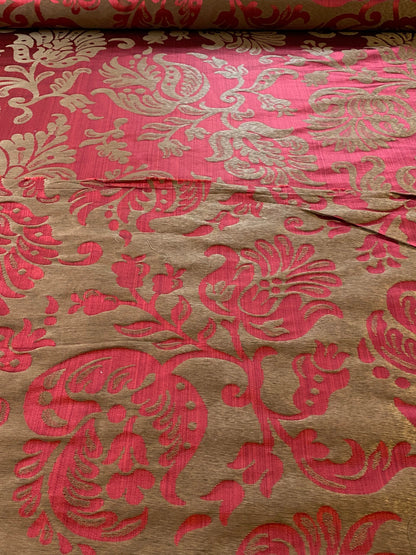 Scalamandre Ypres Lampas Damask Pom Renaissance Ruby Red Gold by MSRP 445/y