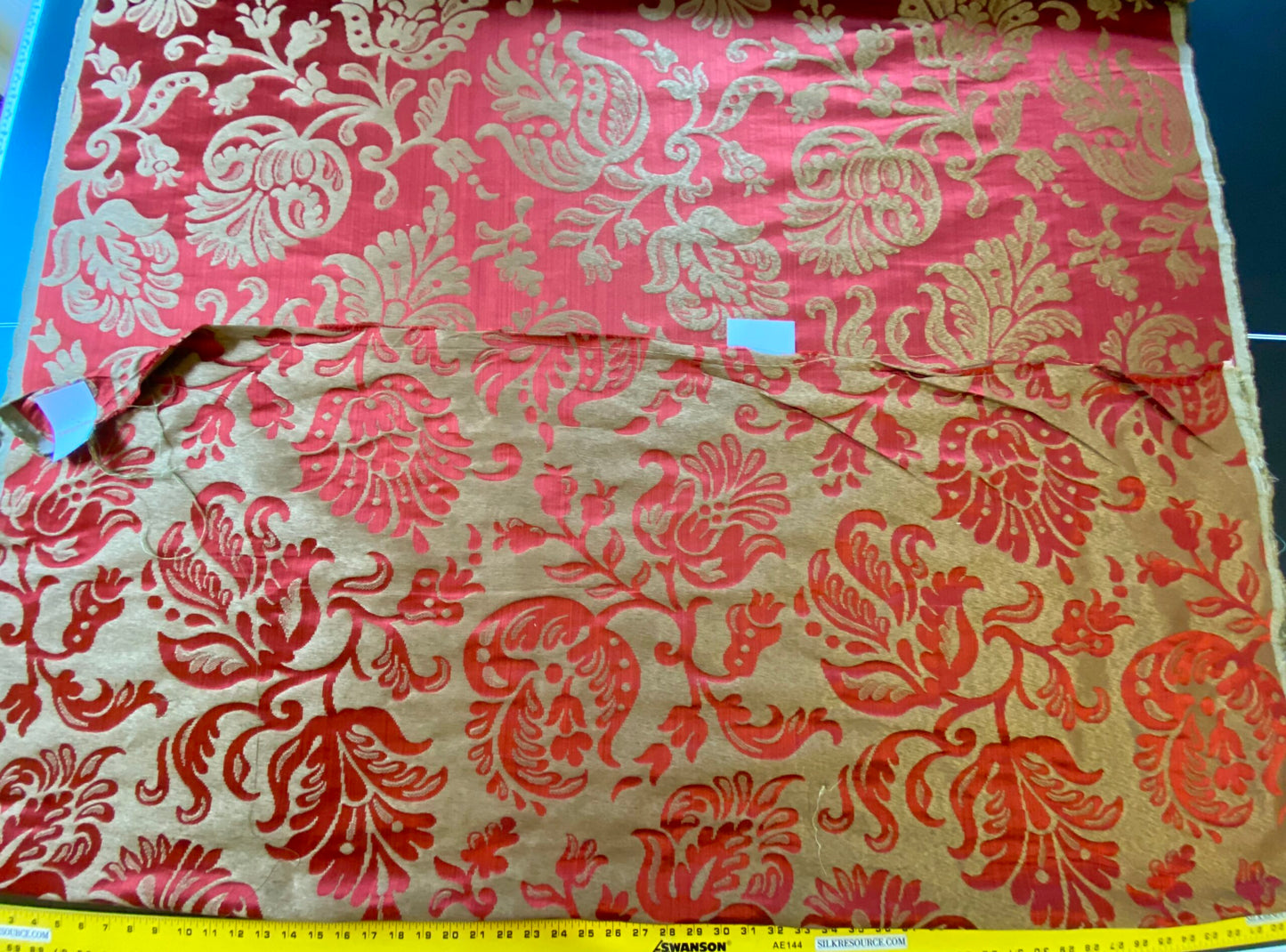 Scalamandre Ypres Lampas Damask Pom Renaissance Ruby Red Gold by MSRP 445/y