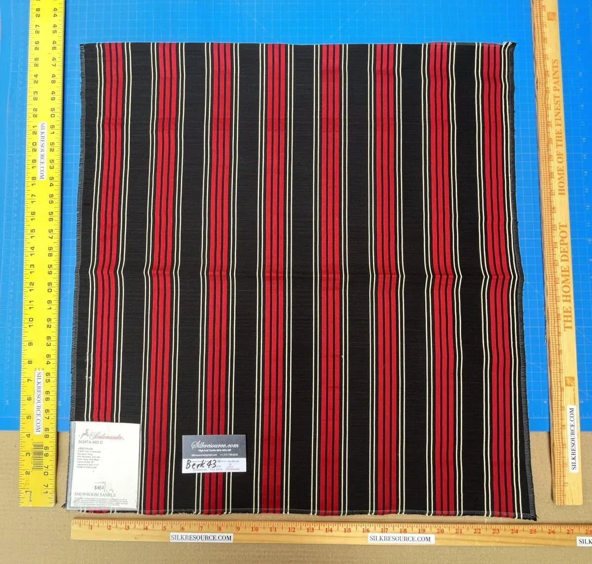 7 Berkbox43 Scalamandre Squares 27x27" Red Black Stripes