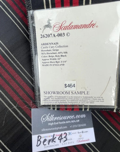 7 Berkbox43 Scalamandre Squares 27x27" Red Black Stripes