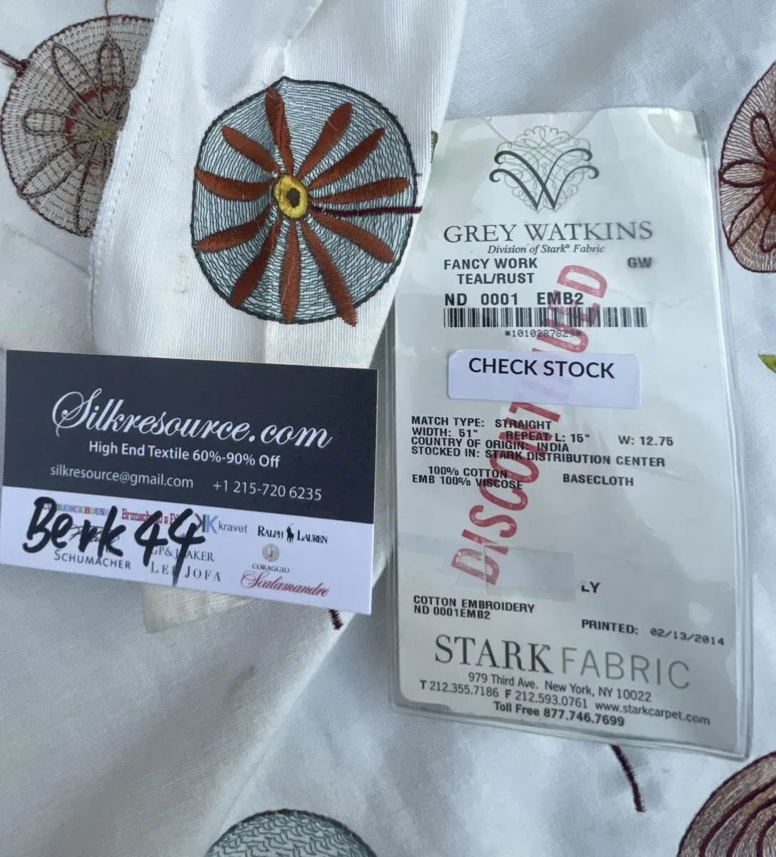 BerkBox44-4 Scalamandre Floral Fancy Teal Rust - 1.2 Yards