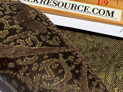 by yard Boboli Garden Silk Damask Italian Metallic Deep Charteuse Green Gold MSRP USD 568/yard