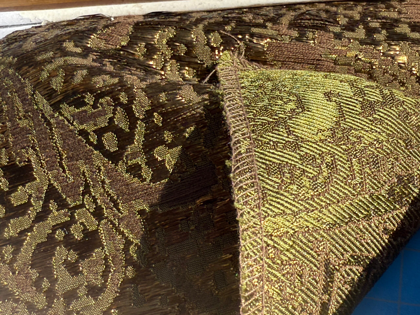 by yard Boboli Garden Silk Damask Italian Metallic Deep Charteuse Green Gold MSRP USD 568/yard