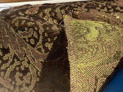 by yard Boboli Garden Silk Damask Italian Metallic Deep Charteuse Green Gold MSRP USD 568/yard