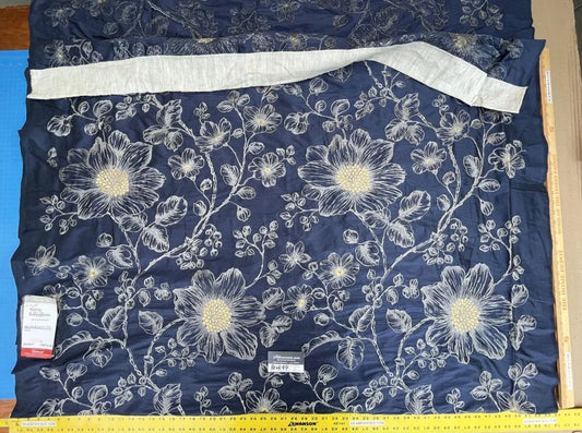 BerkBox44-5 Scalamandre Floral Princess Silk Patriot Blue and Gold Large Flora - 2.4yd by 54 Inches Wide