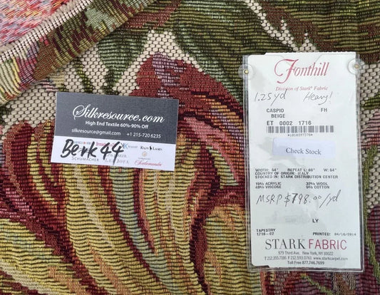 BerkBox44-6 Scalamandre Heavy Tapestry, Caspio Beige - 1.2 Yd By 54 inches