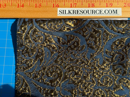 By yard Boboli Garden Silk Damask Italian Metallic Midnight Blue Gold MSRP USD 568/yard