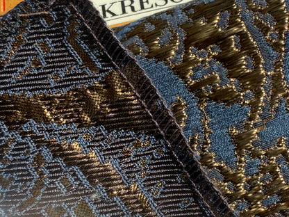By yard Boboli Garden Silk Damask Italian Metallic Midnight Blue Gold MSRP USD 568/yard
