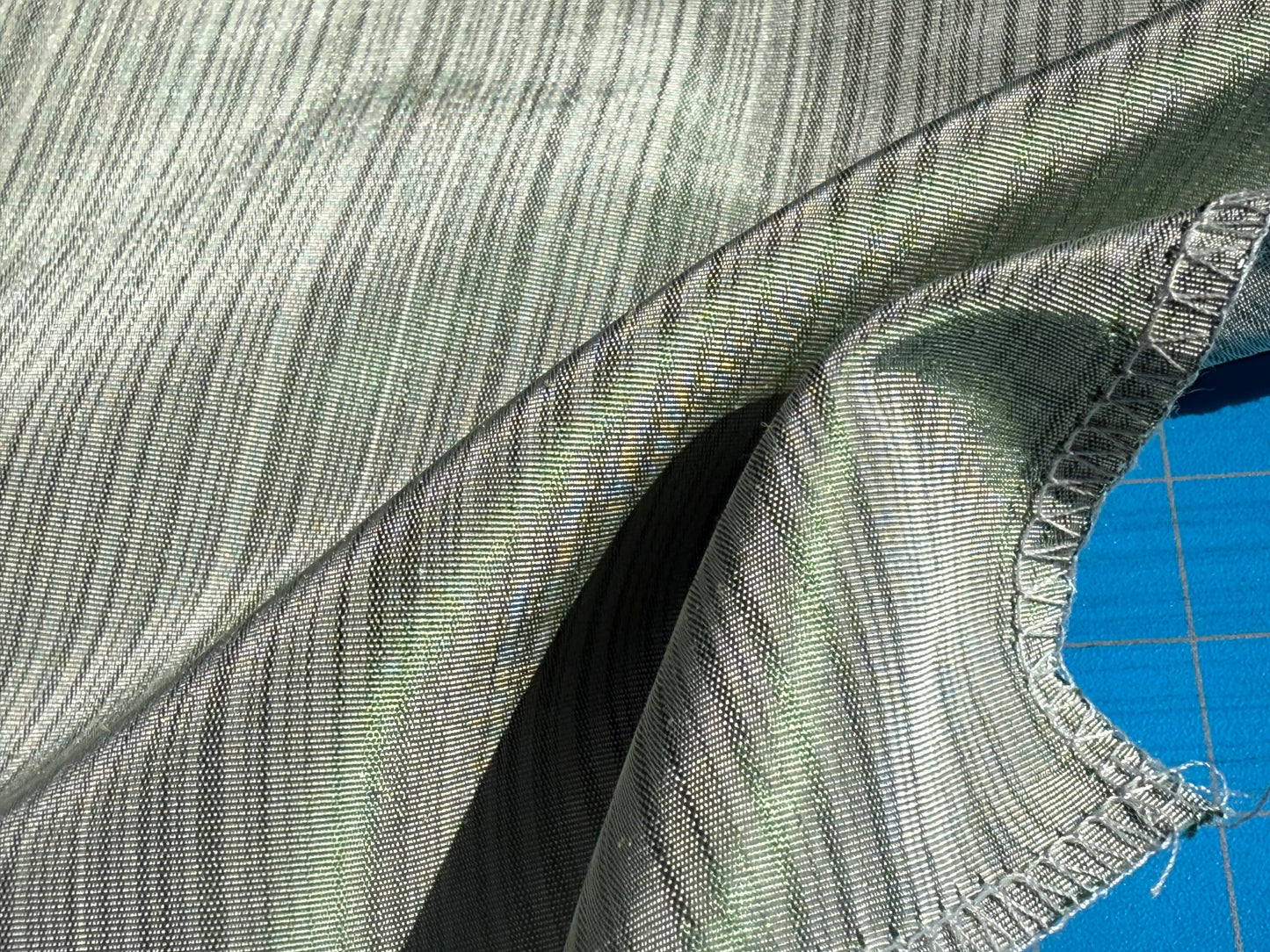 By yard Silver Creek Strie 100% Silk Taffeta Italian Silk Sage Green MSRP USD 308/Y