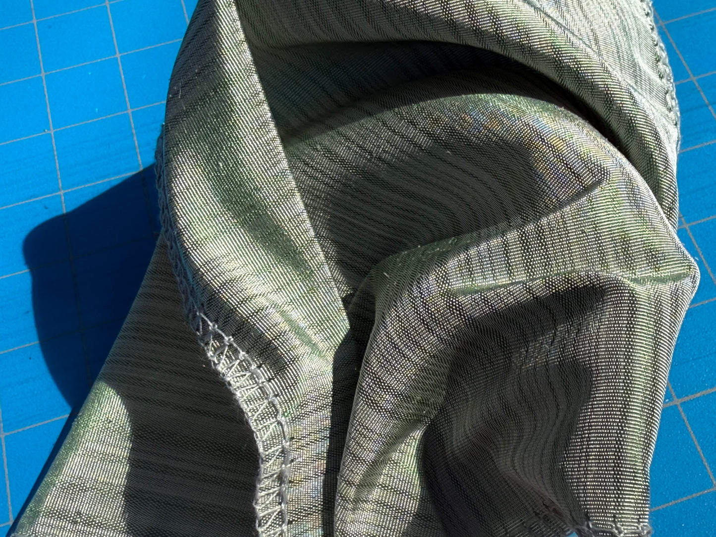 By yard Silver Creek Strie 100% Silk Taffeta Italian Silk Sage Green MSRP USD 308/Y