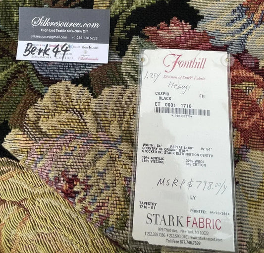 BerkBox44-8 Scalamandre Heavy Tapestry Caspio Black - 1.25 Yards