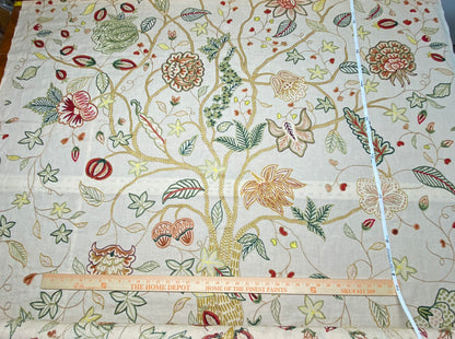 5.5y Lee Jofa Arbre De Vie.document Stunning Crewel Embroidery Tree of Life Linen Museum Quality