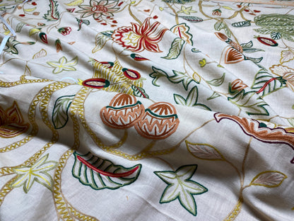 5.5y Lee Jofa Arbre De Vie.document Stunning Crewel Embroidery Tree of Life Linen Museum Quality