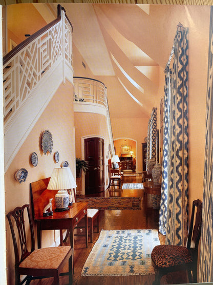 Clarence House Grand Pamir Ikat Linen Indigo Blue Fern Green Greek Island MSRP USD370/yard