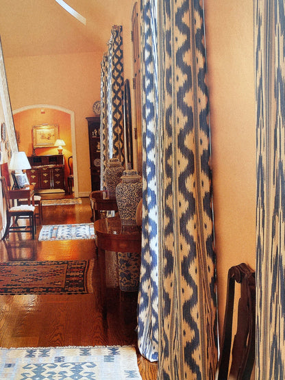 Clarence House Grand Pamir Ikat Linen Indigo Blue Fern Green Greek Island MSRP USD370/yard