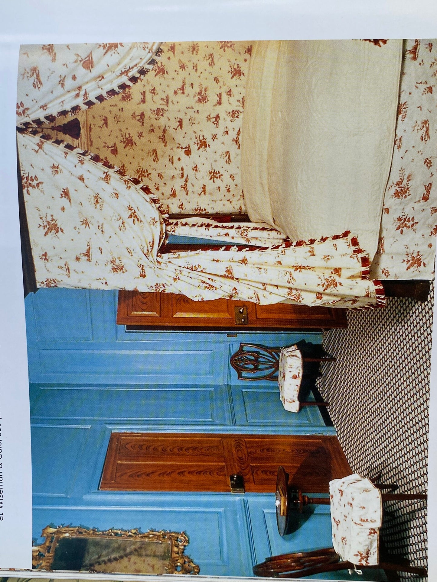 Brunschwig &amp; Fils Chinoisere A L'americaine Toile Aqua Blue White Bird Animal  Flora and Fauna from Mount Vernon Toile de jouy