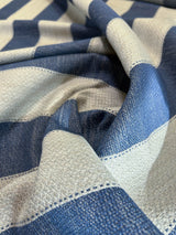 Scalamandre Indy Navy Deep Blue Linen Cotton Blend Texture Stripe Sophisticated Heavy Duty - By The Yard