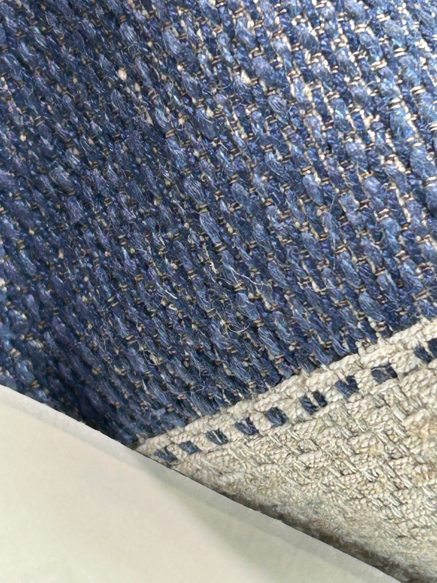 Scalamandre Indy Navy Deep Blue Linen Cotton Blend Texture Stripe Sophisticated Heavy Duty - By The Yard