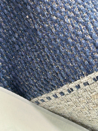 Scalamandre Indy Navy Deep Blue Linen Cotton Blend Texture Stripe Sophisticated Heavy Duty - By The Yard
