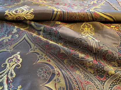 **On hold By Yd Scalamandre Dhara Black Gold Silk Damask Embroidery MSRP USD 200/y