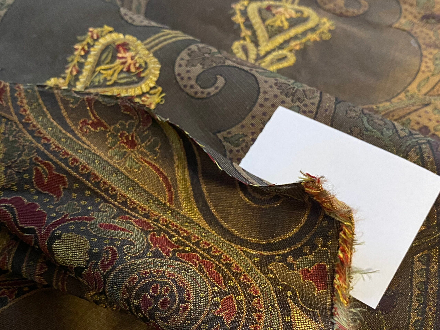 **On hold By Yd Scalamandre Dhara Black Gold Silk Damask Embroidery MSRP USD 200/y