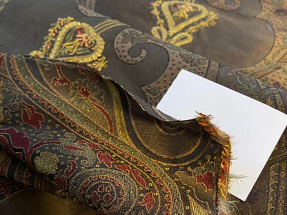 **On hold By Yd Scalamandre Dhara Black Gold Silk Damask Embroidery MSRP USD 200/y
