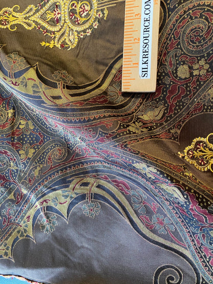 **On hold By Yd Scalamandre Dhara Black Gold Silk Damask Embroidery MSRP USD 200/y