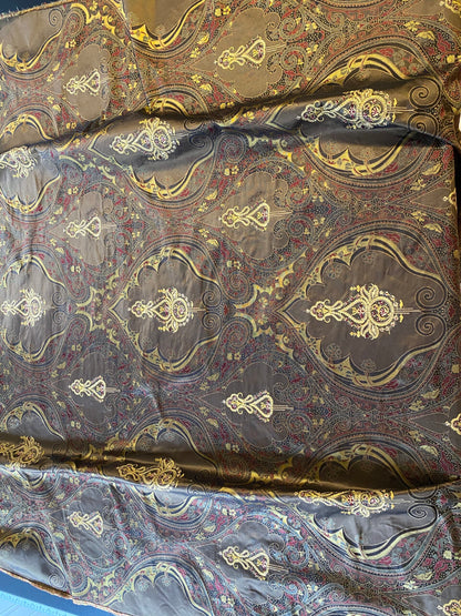 **On hold By Yd Scalamandre Dhara Black Gold Silk Damask Embroidery MSRP USD 200/y